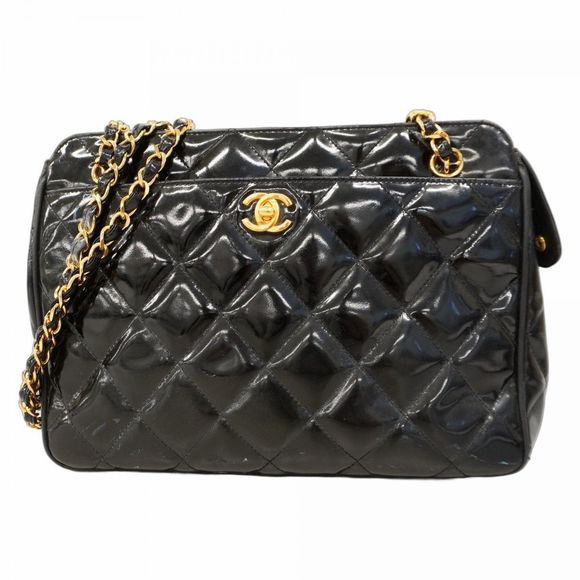 Chanel Matelasse Shoulder Bag in Black Patent Leather with Gold Hardware  Women' - Picture 1 of 10